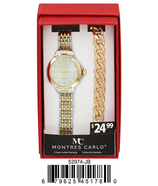 5297 -JB - Montres Carlo Jewlery Gift Box with Metal Watch