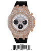 5409-Montres Carlo CZ Stone Case Watch With Silicone Band