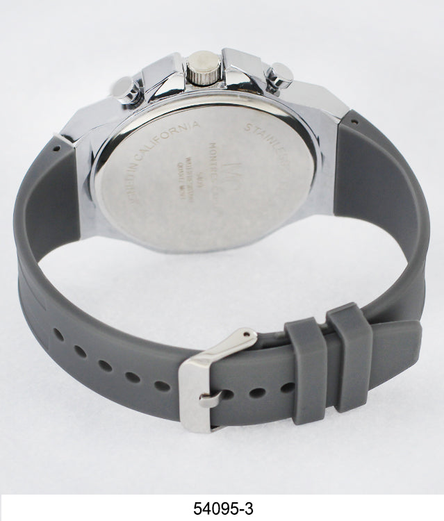 5409-Montres Carlo CZ Stone Case Watch With Silicone Band