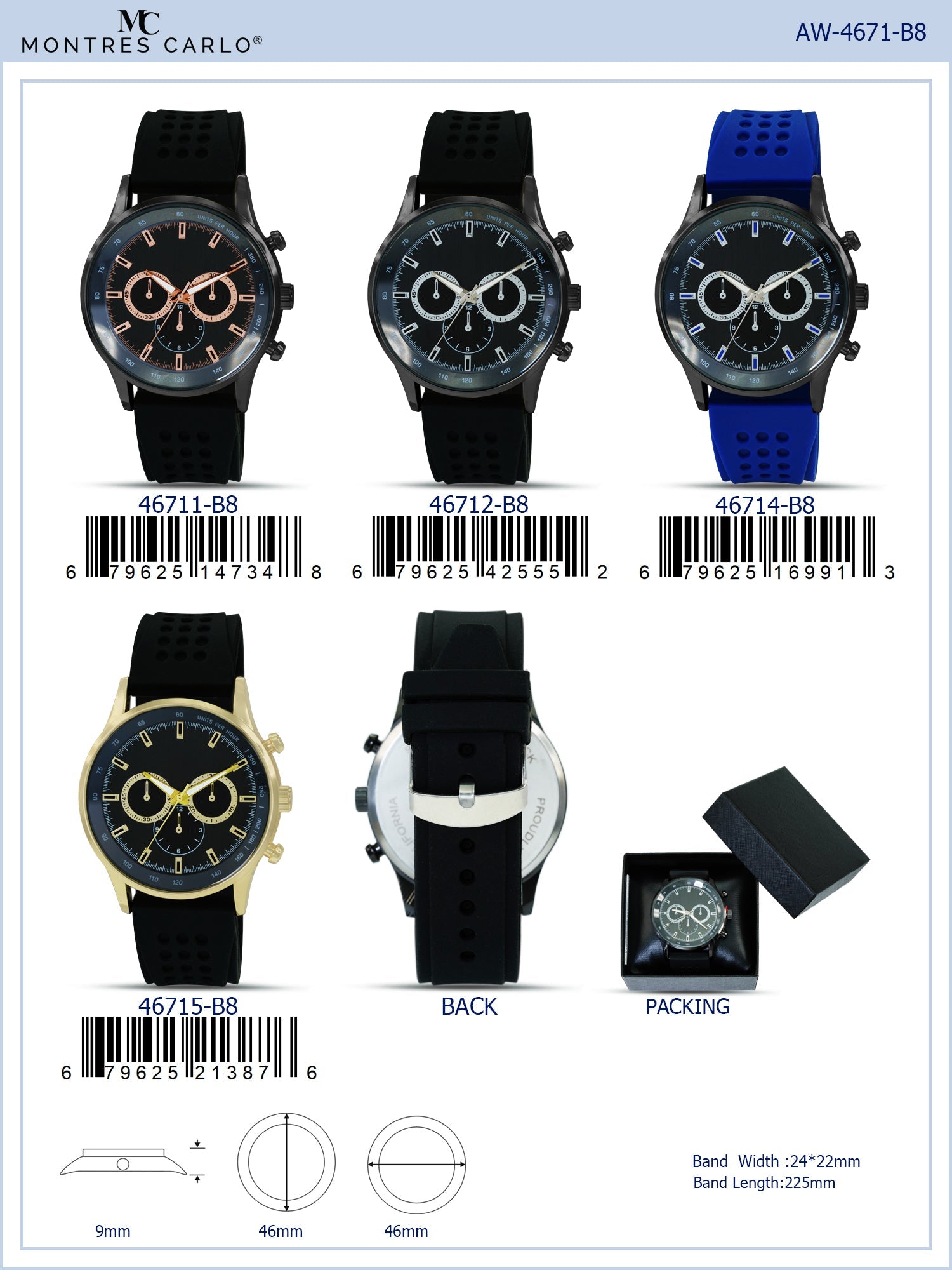 4671-B8 - Prepacked Silicon Band Watch