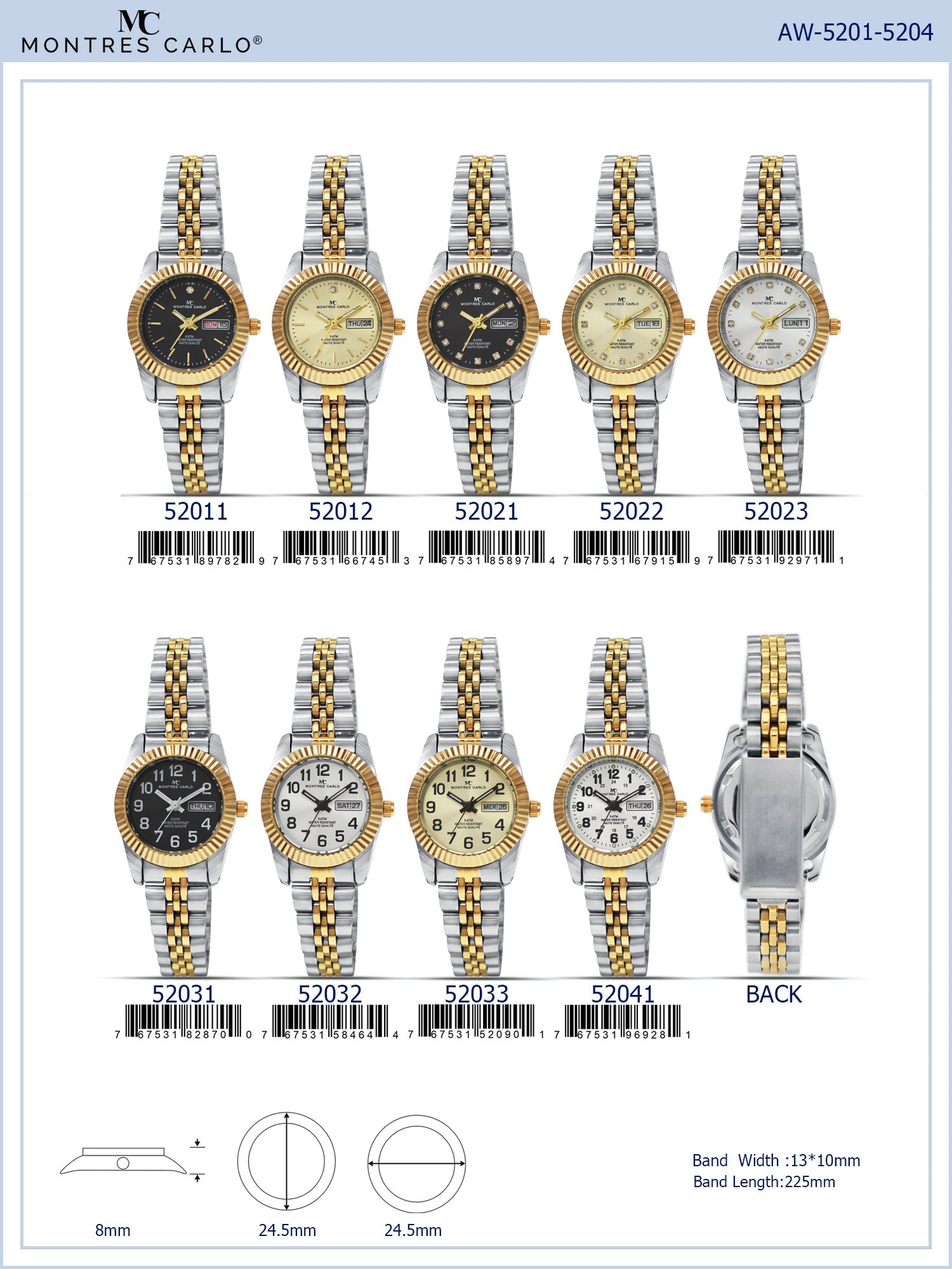 5201-5204 - Metal Band Day and Date Watch