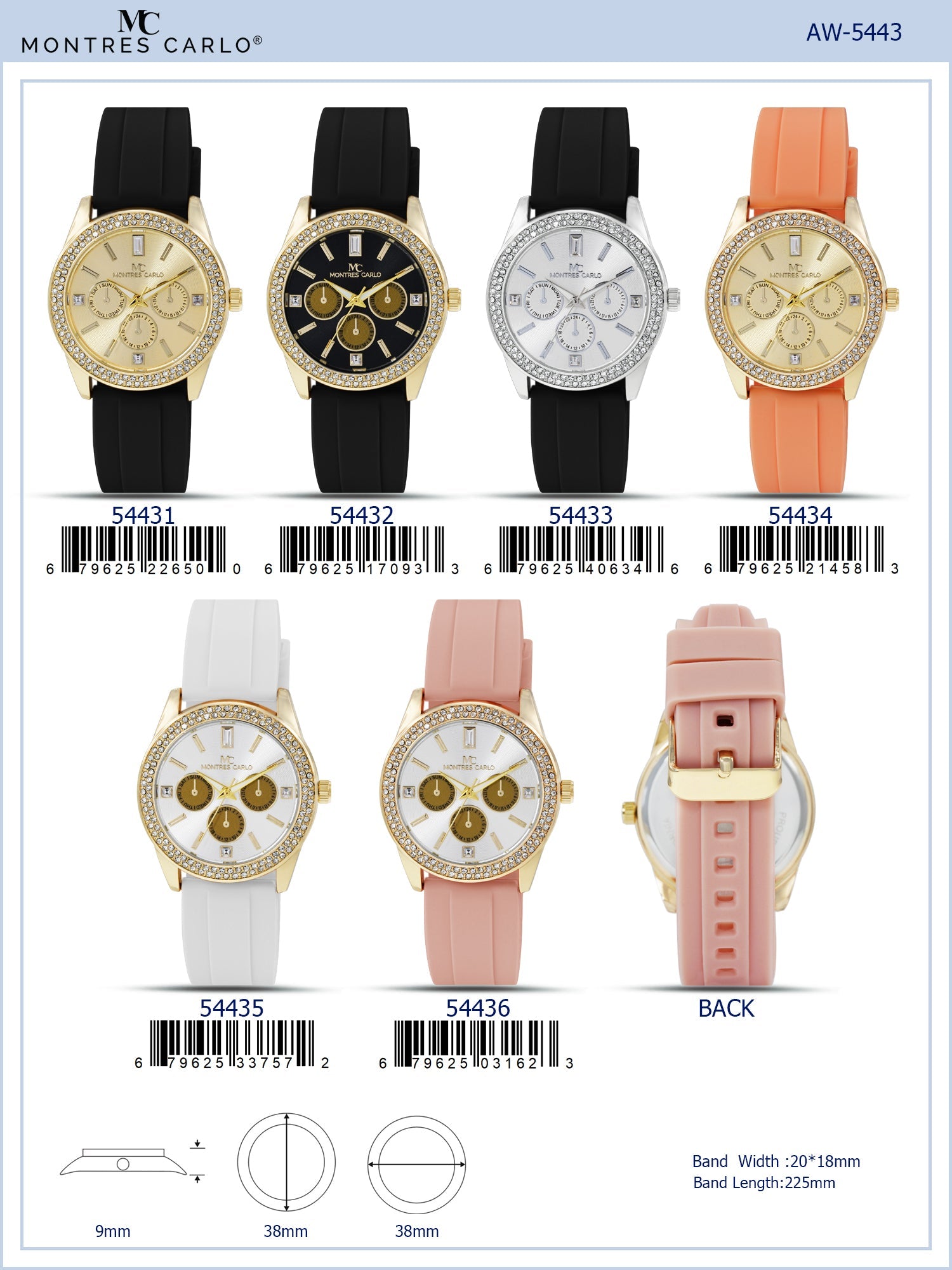 5443-Montres Carlo Silicon Band Watch