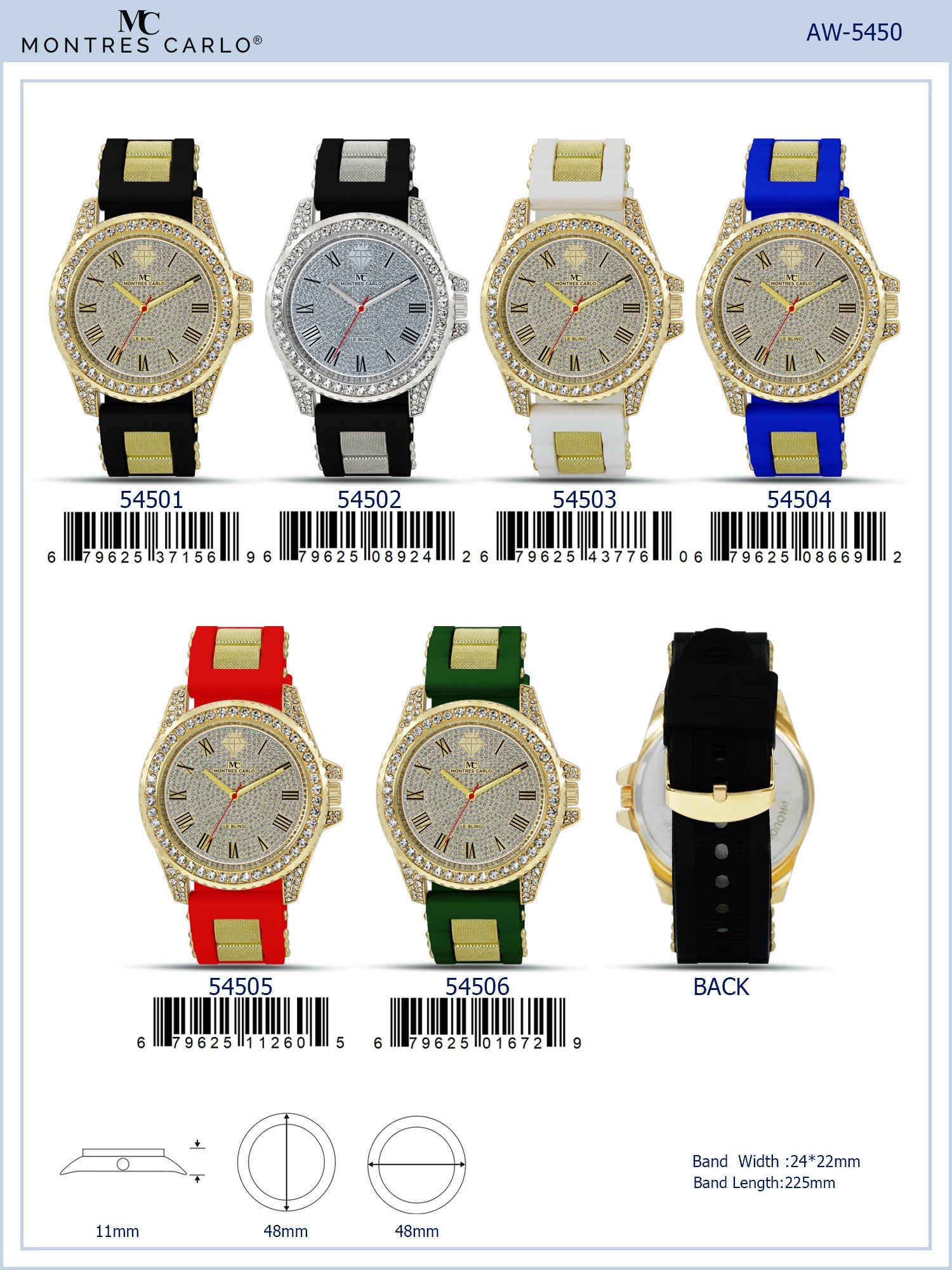 5450-Montres Carlo Silicon Band Watch