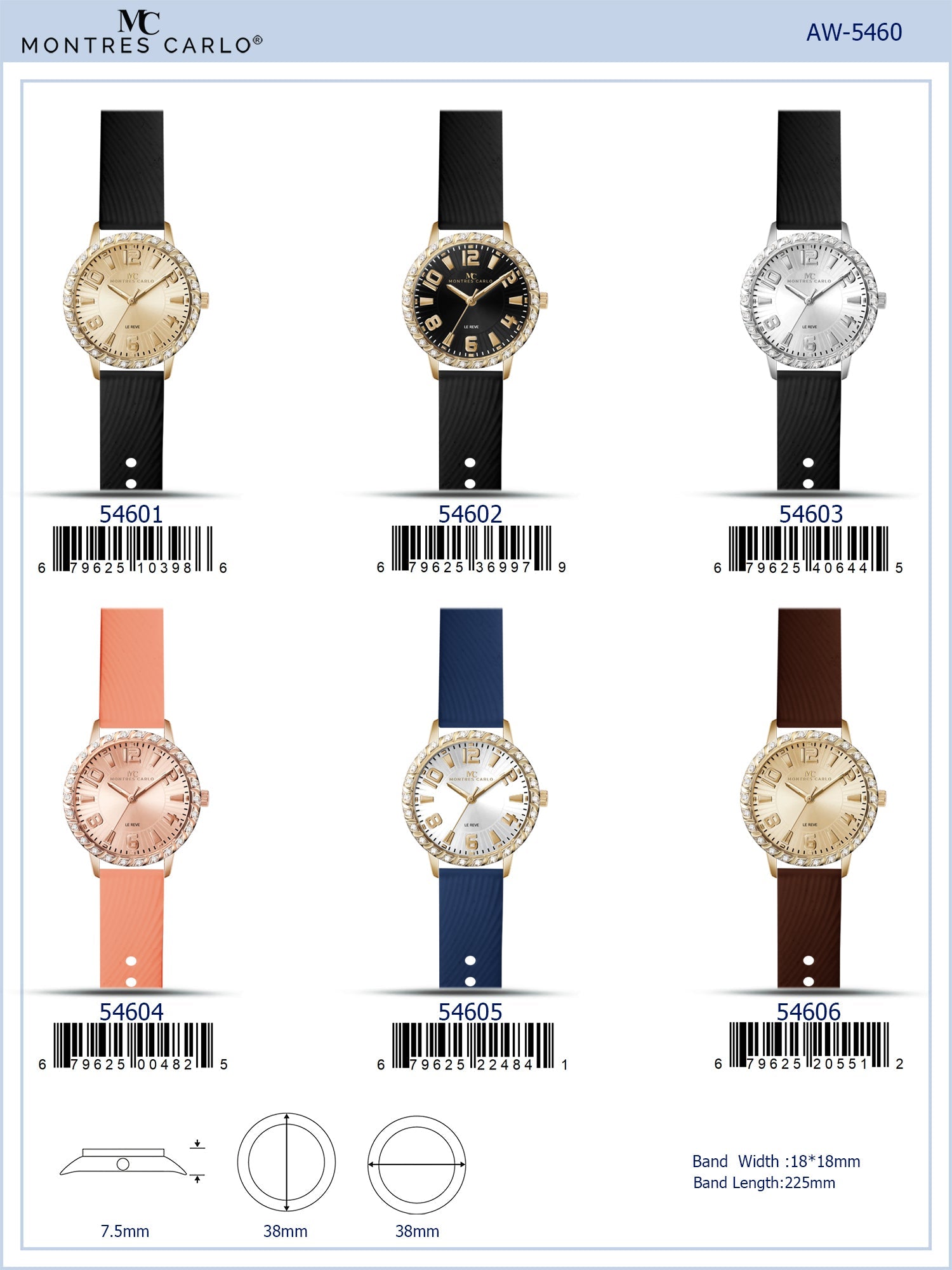 5460-Montres Carlo Silicon Band Watch