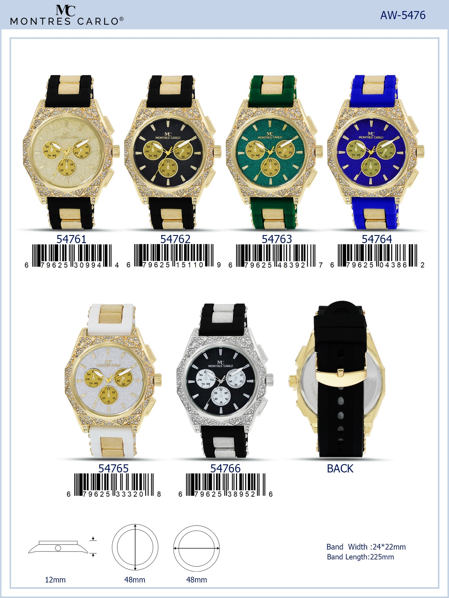 5476-Montres Carlo Silicon Band Watch
