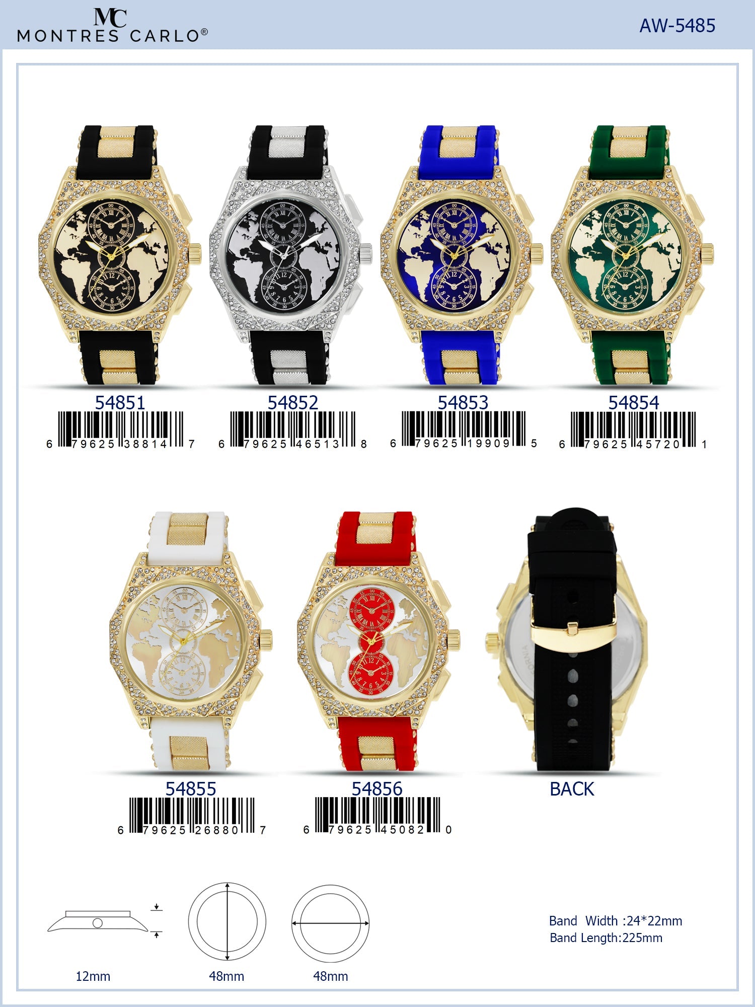 5485-Montres Carlo Silicon Band Watch