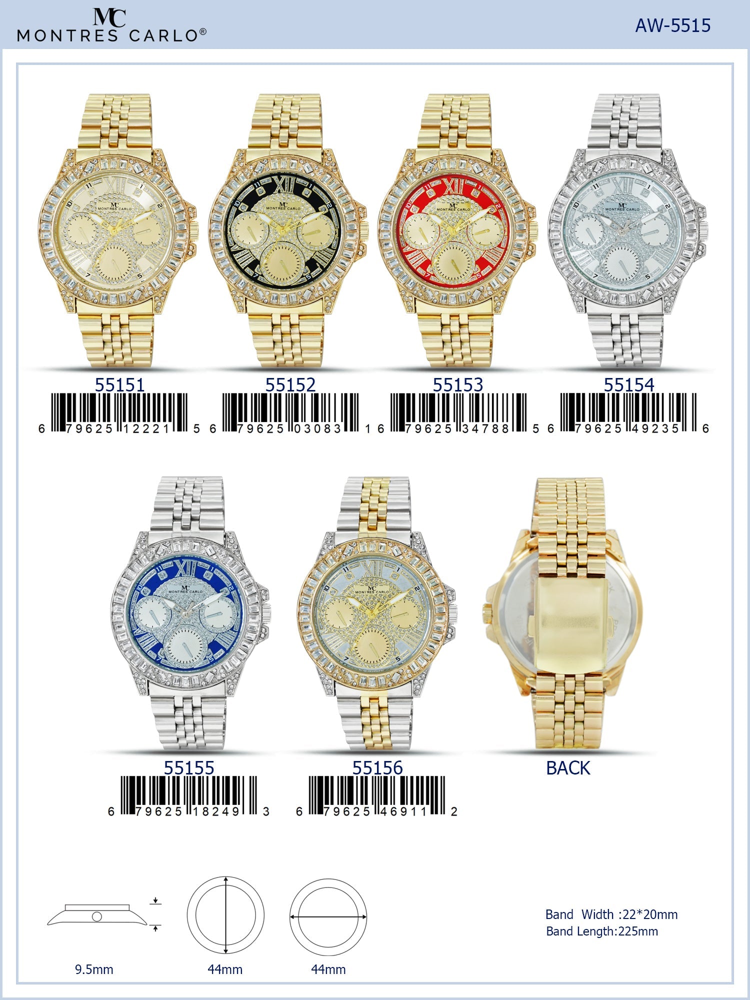 5515-Montres Carlo Metal Band Watch