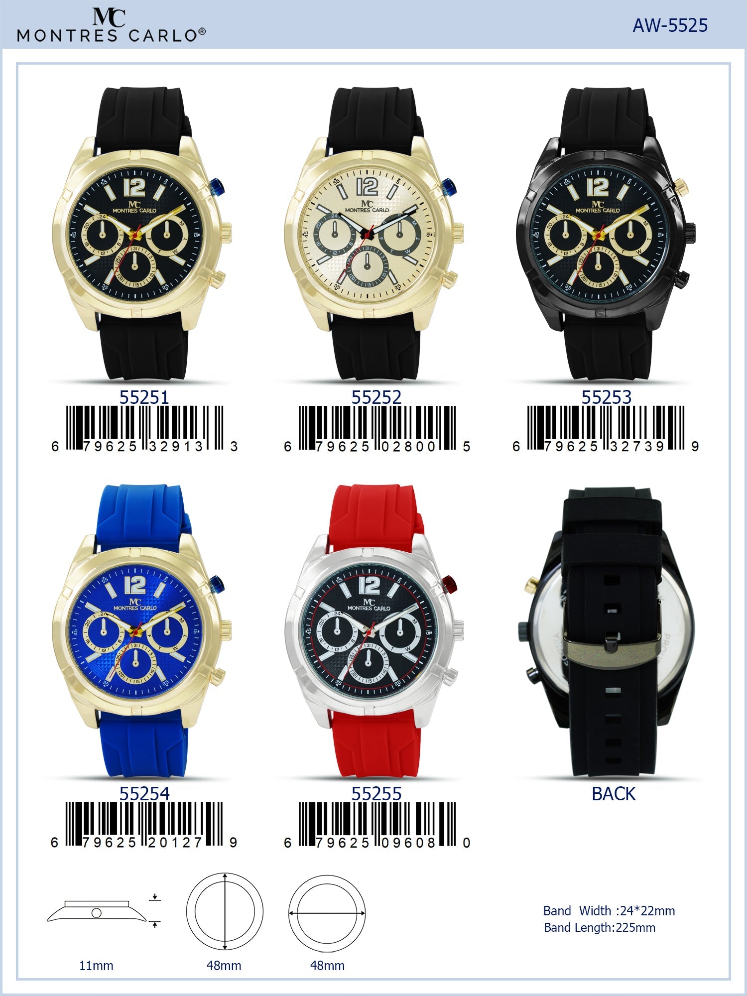 5525-Montres Carlo Silicon Band Watch