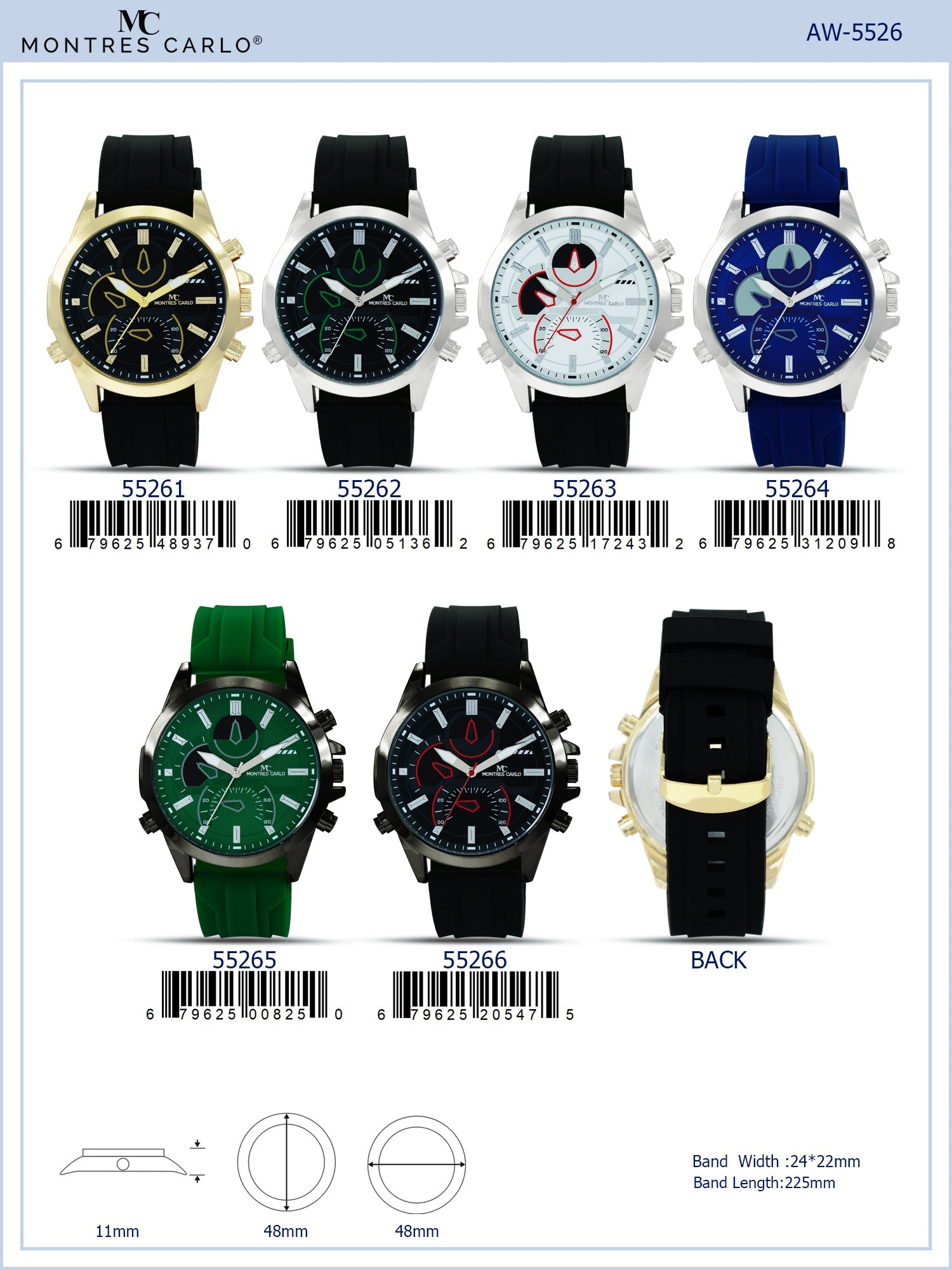 5526-Montres Carlo Silicon Band Watch