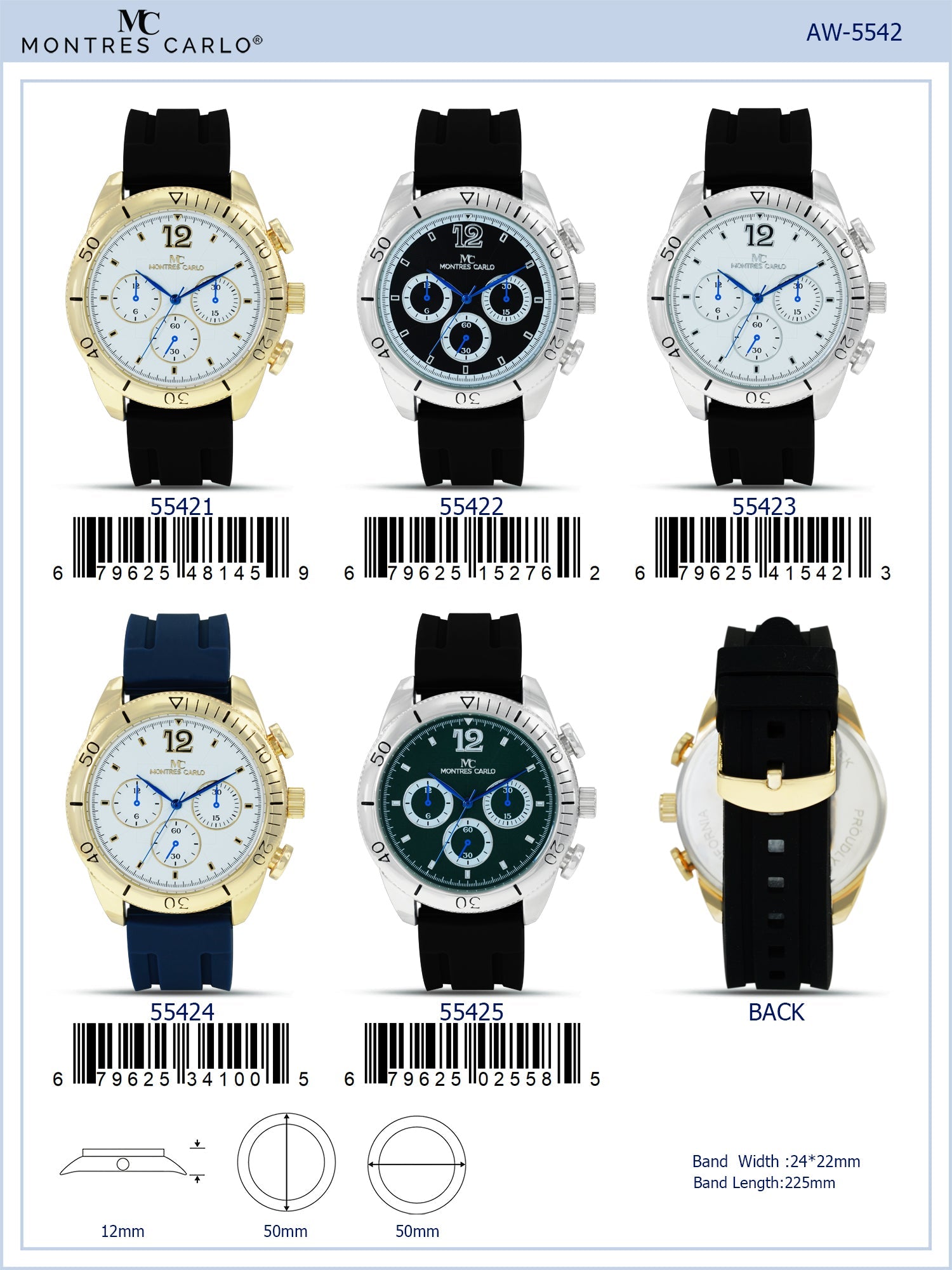 5542-Montres Carlo Silicon Band Watch