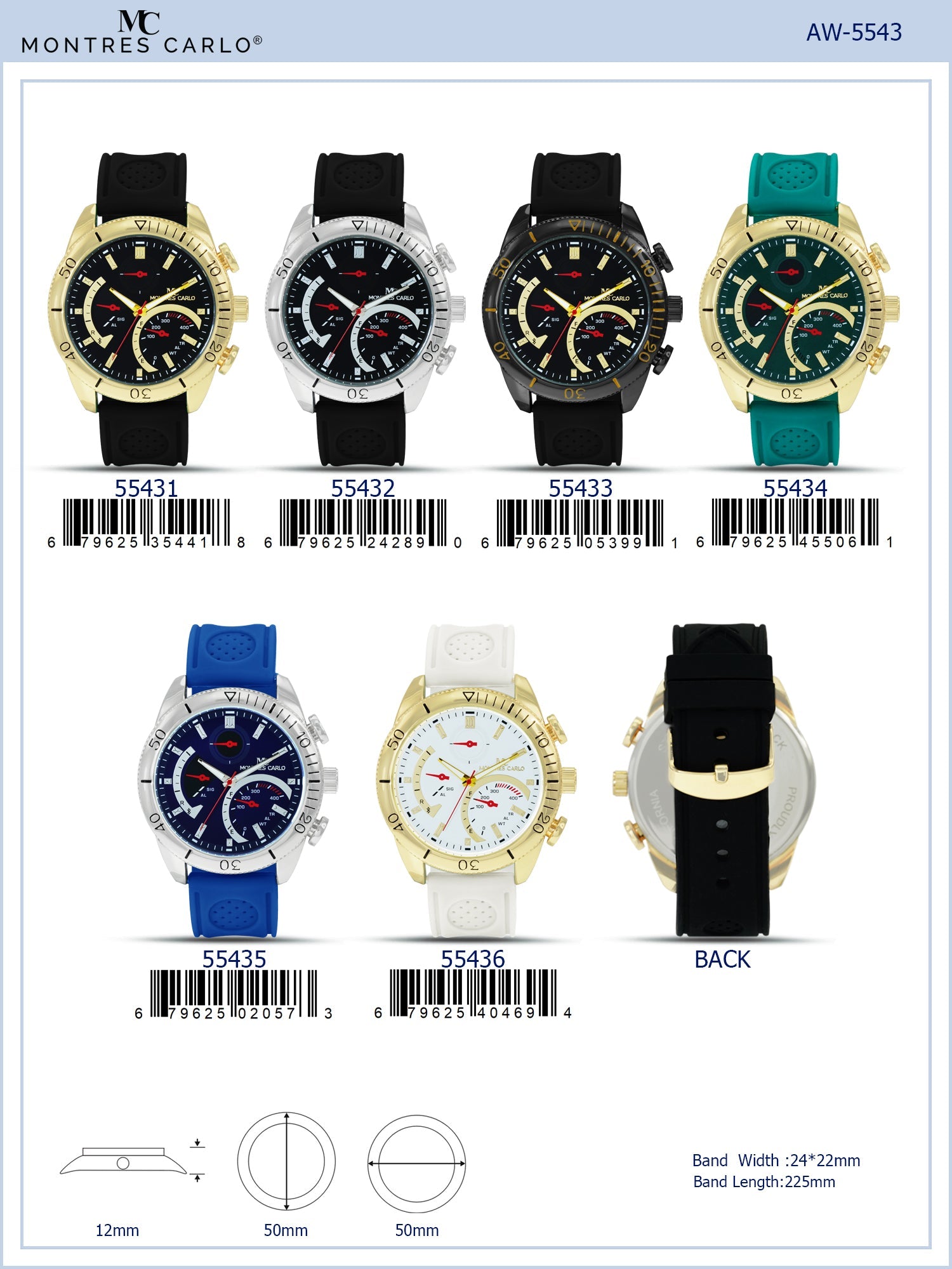 5543-Montres Carlo Silicon Band Watch