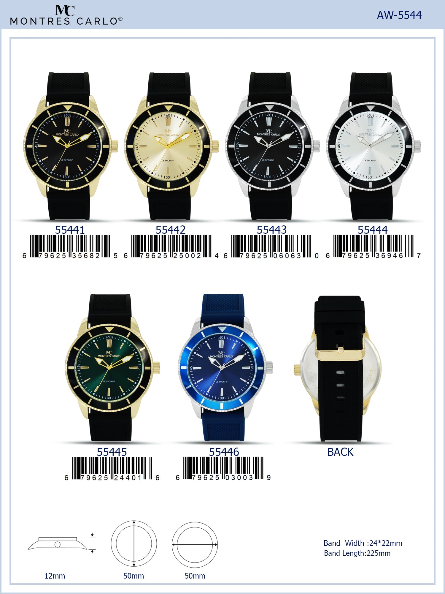 5544-Montres Carlo Silicon Band Watch