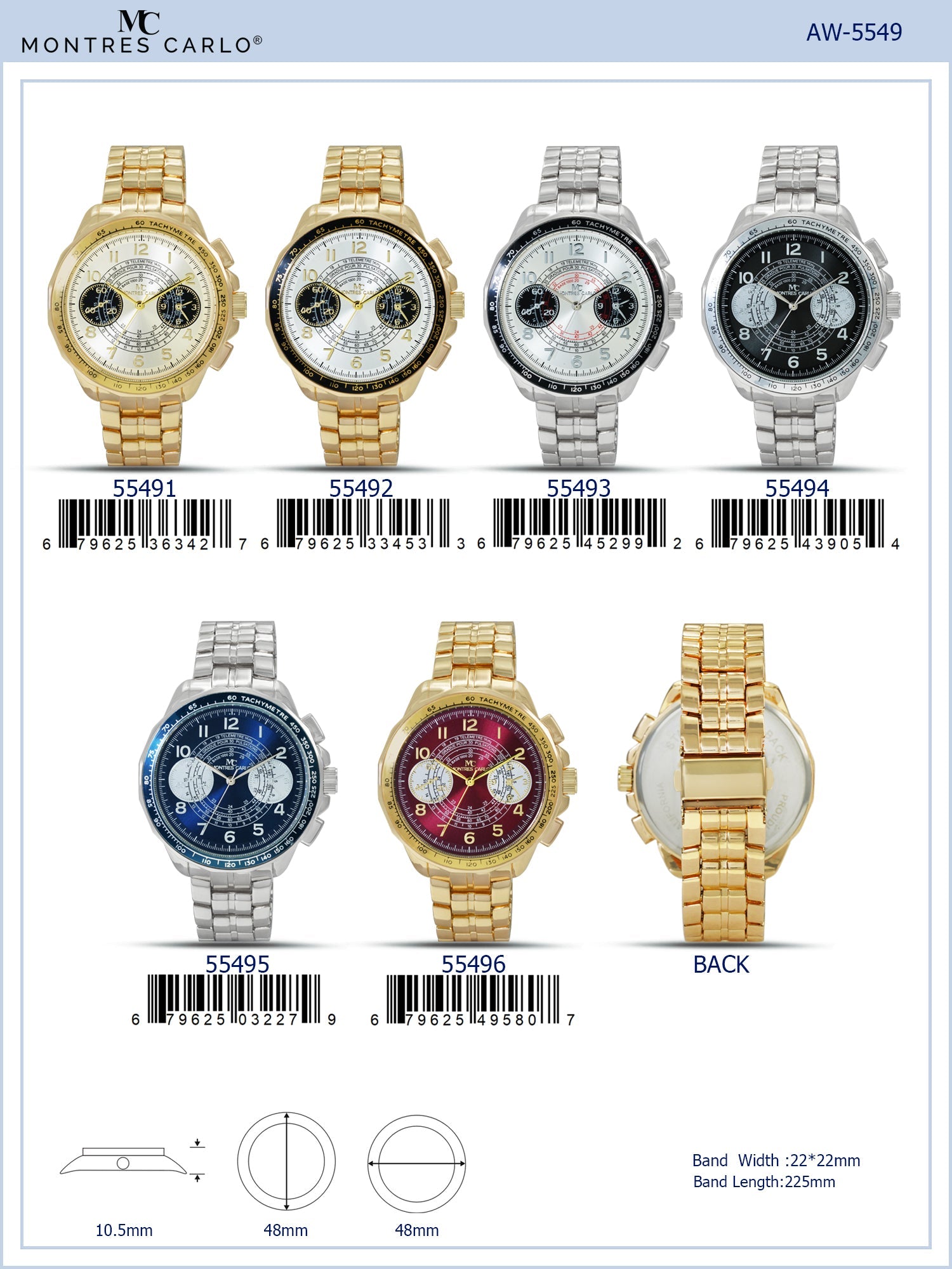 5549-Montres Carlo Metal Band Watch