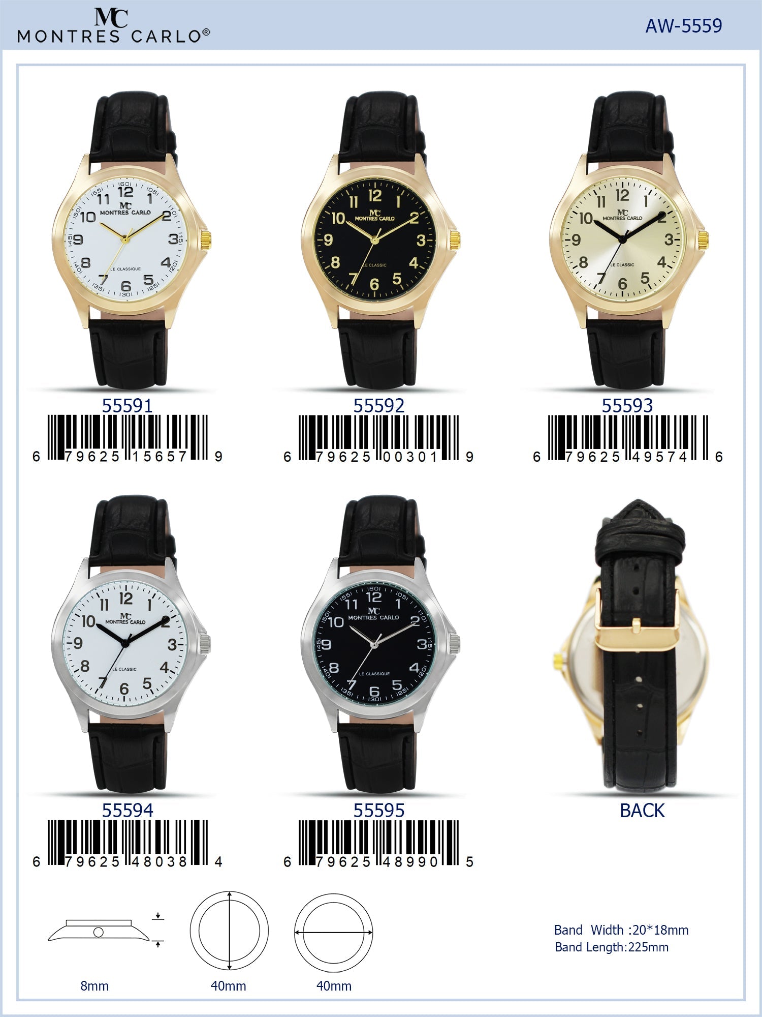 5559 - Montres Carlo Vegan Leather Band Watch
