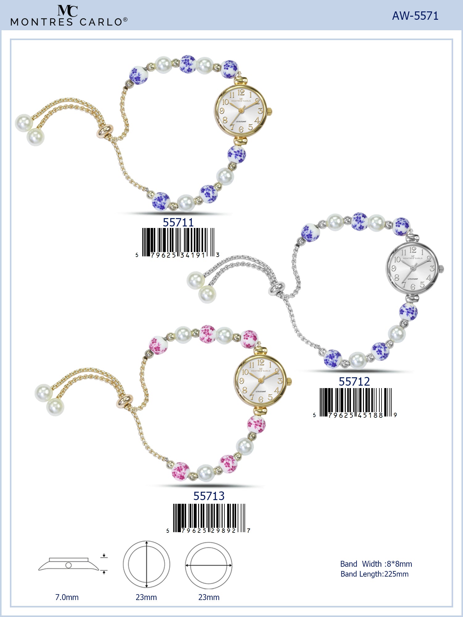 5571-Montres Carlo Bead Band Watch