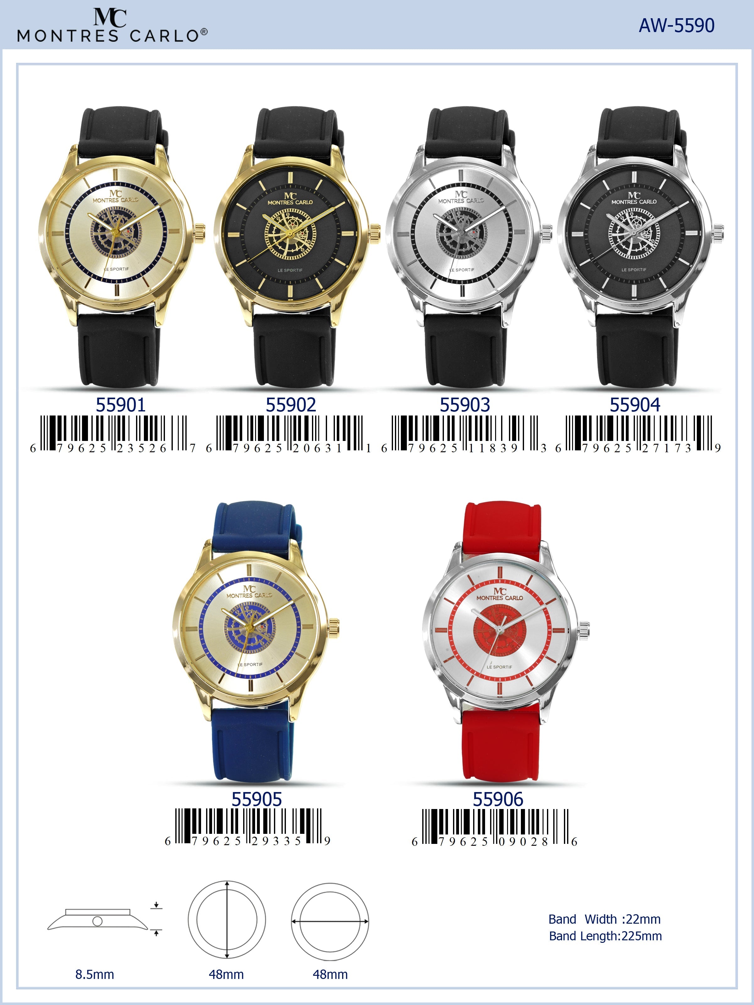 5590-Montres Carlo Silicon Band Watch