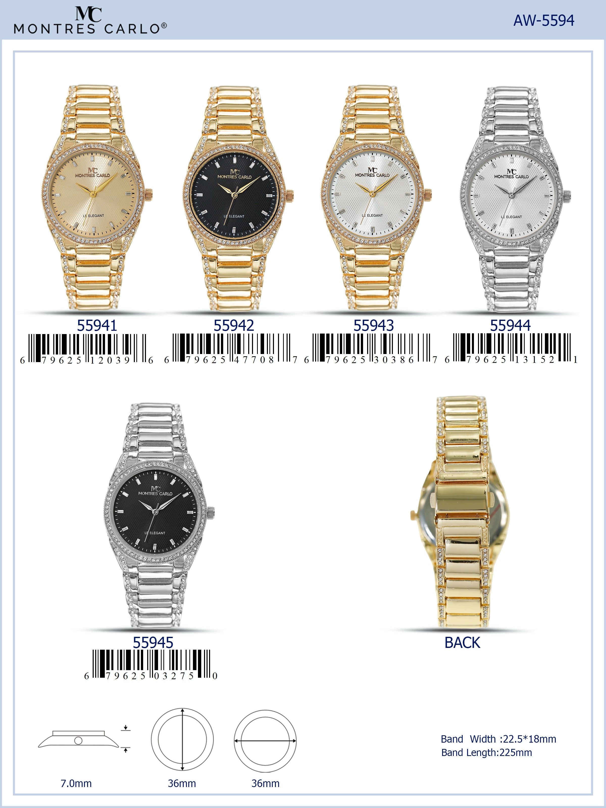 5594-Montres Carlo Metal Band Watch