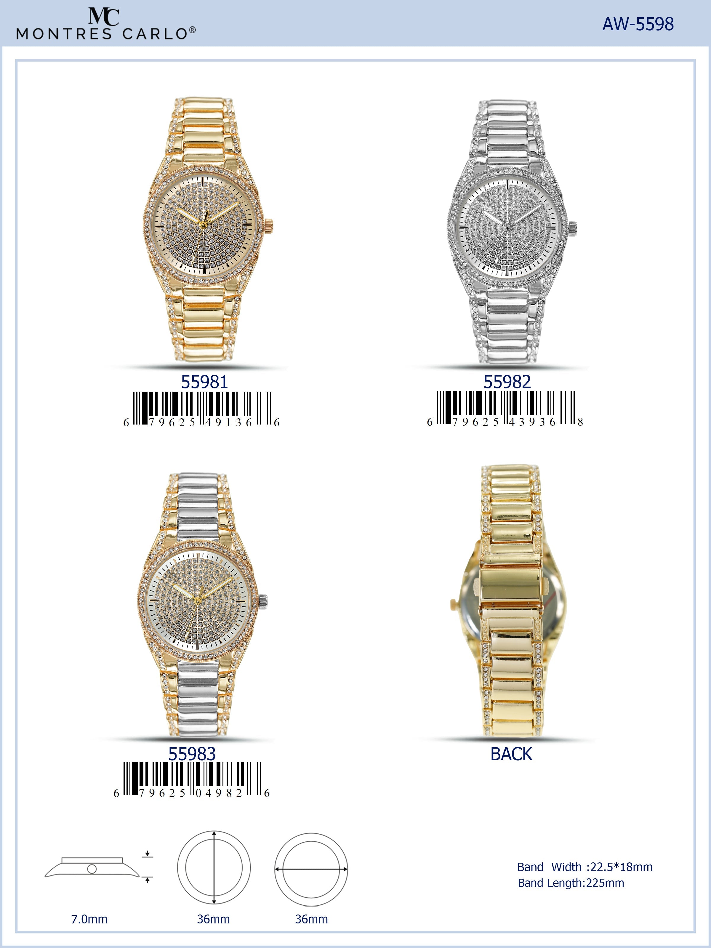 5598-Montres Carlo Metal Band Watch