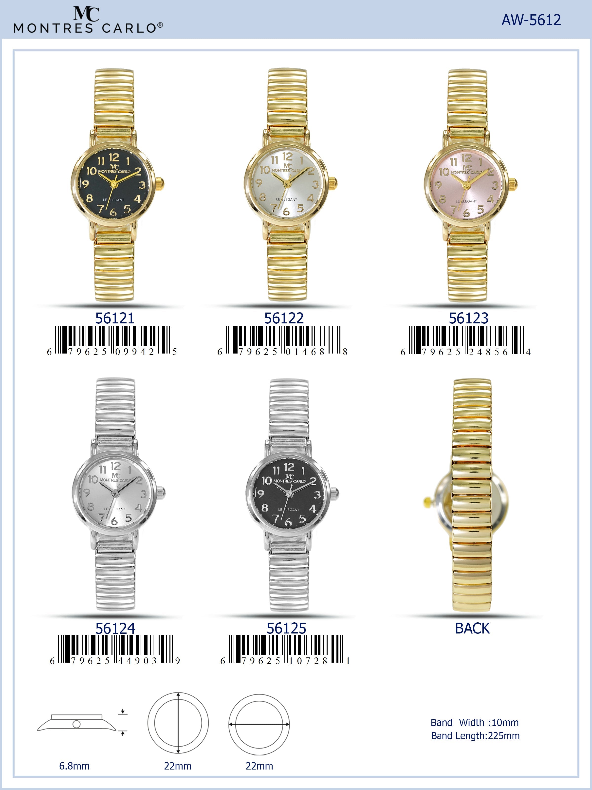 5612-Montres Carlo Flex Band Watch