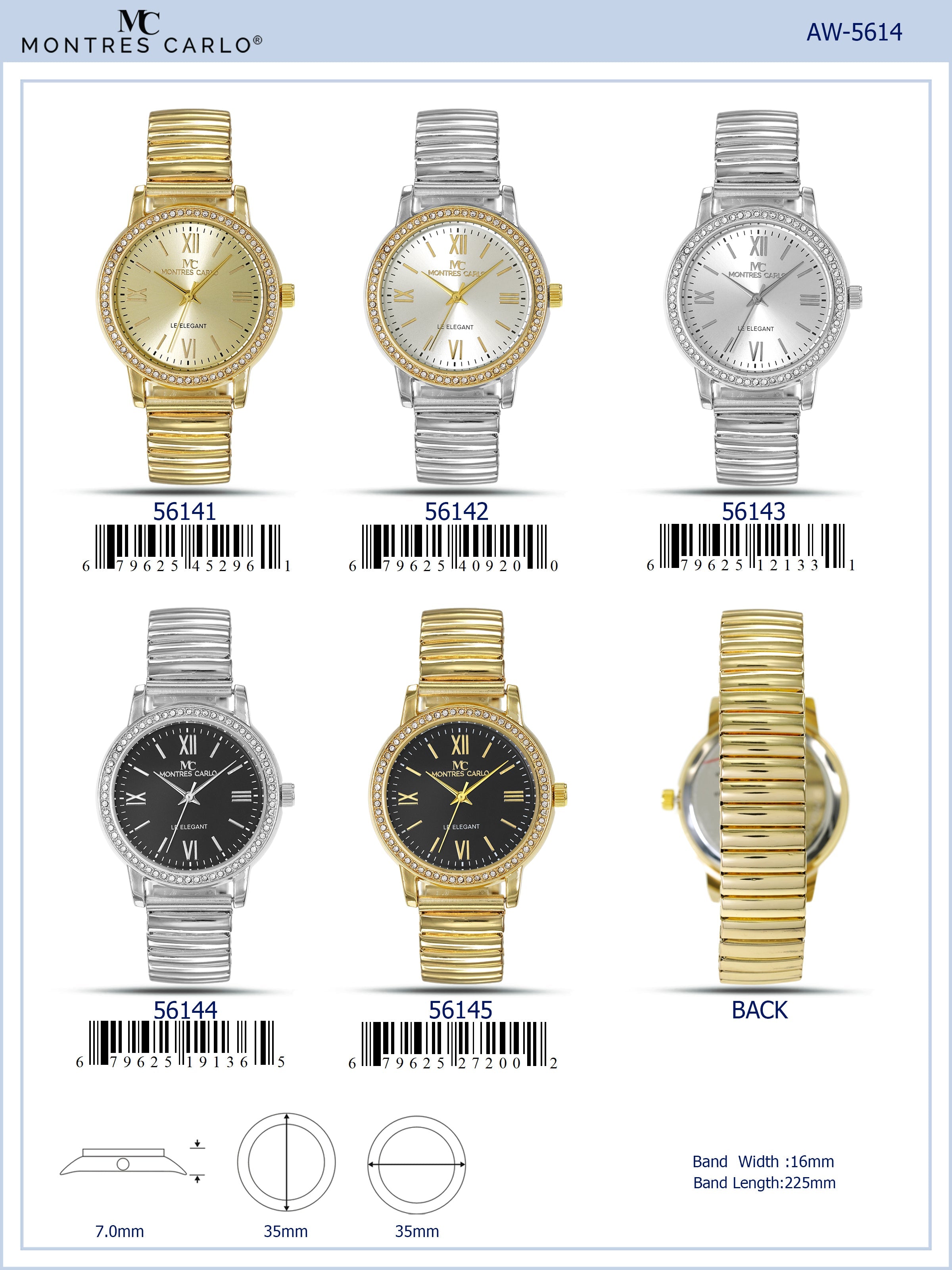 5614-Montres Carlo Flex Band Watch