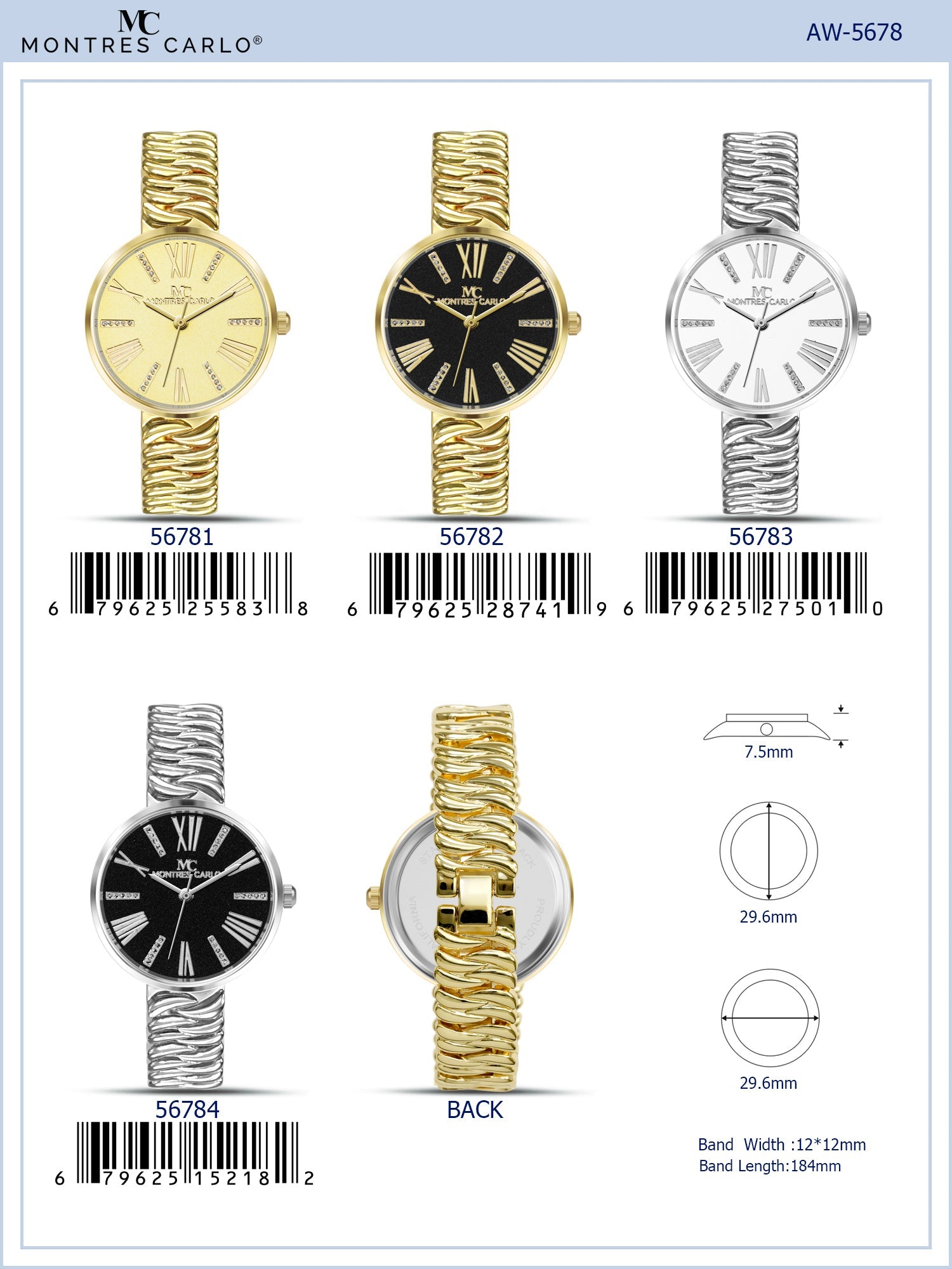 5678-Montres Carlo Bracelet Watch