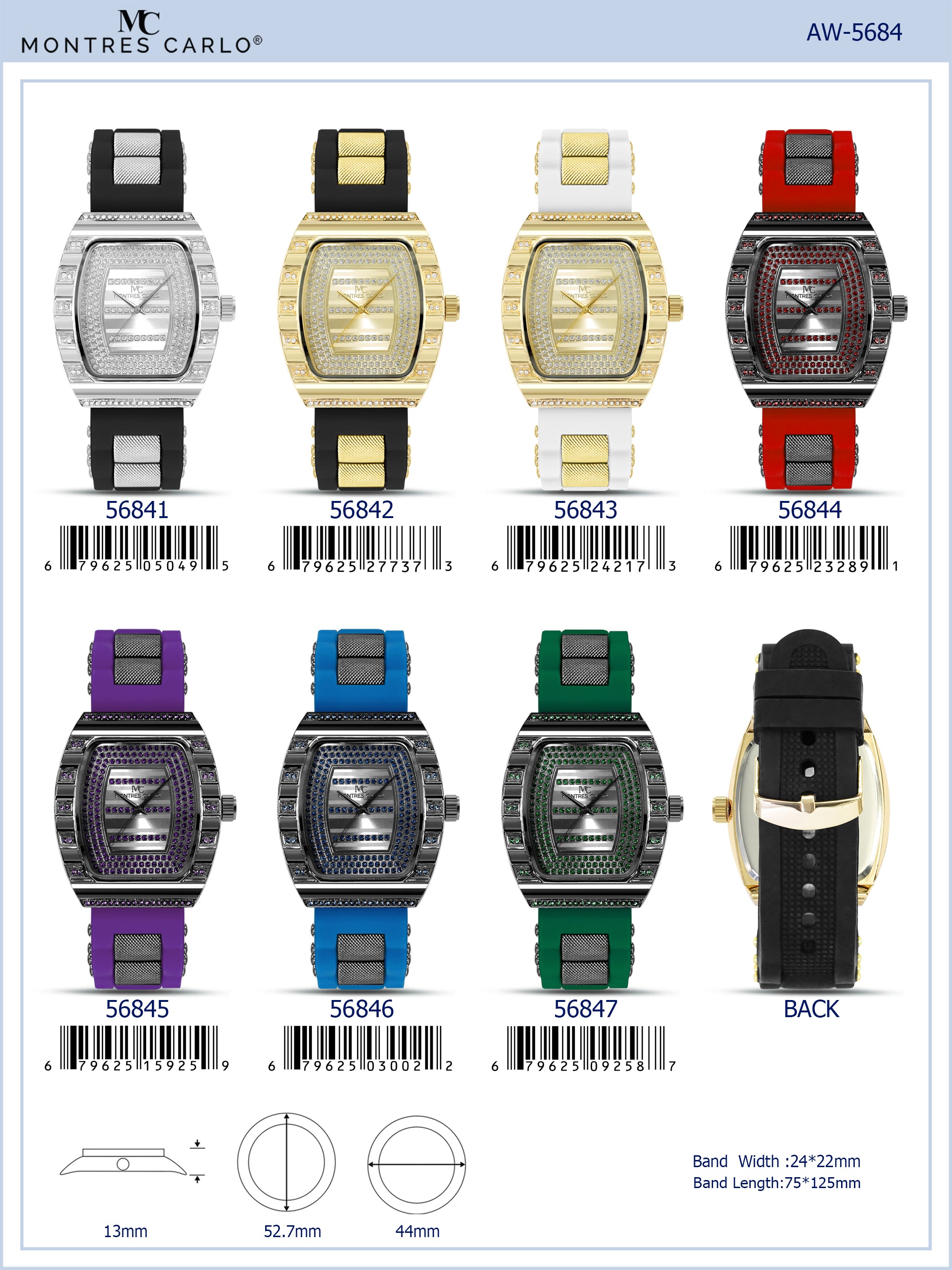 5684-Montres Carlo Silicon Band Watch