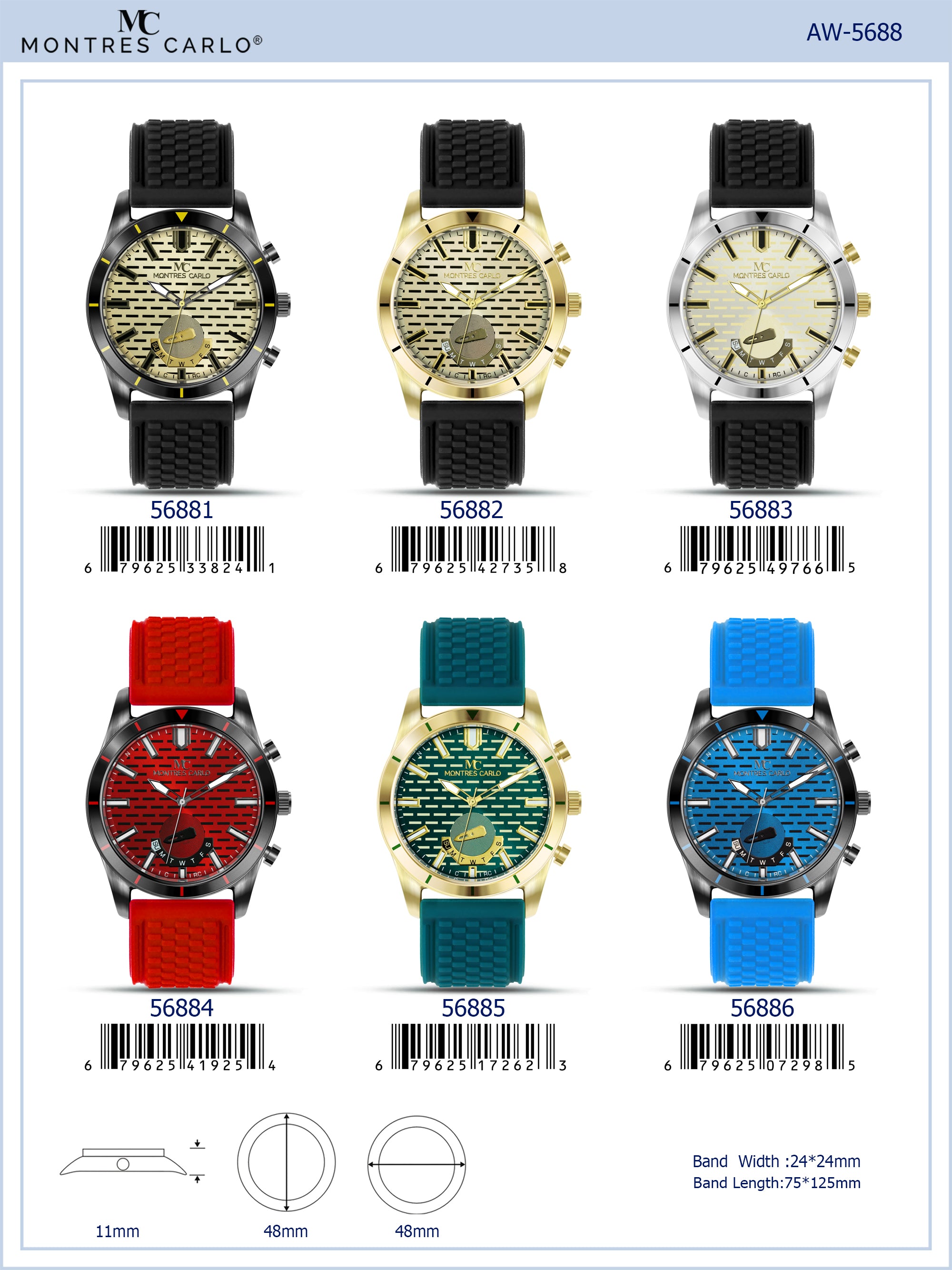 5688-Montres Carlo Silicon Band Watch