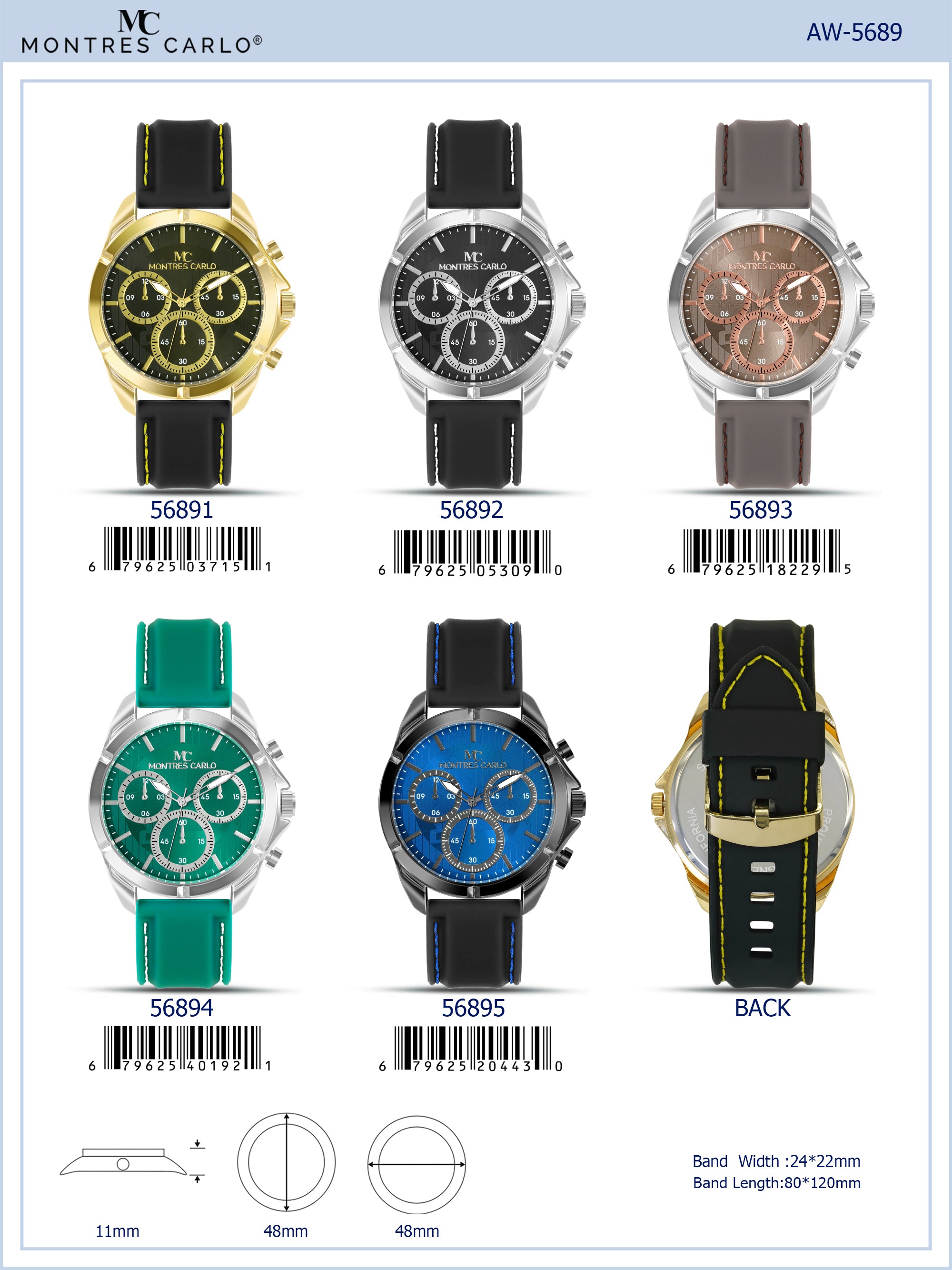 5689-Montres Carlo Silicon Band Watch