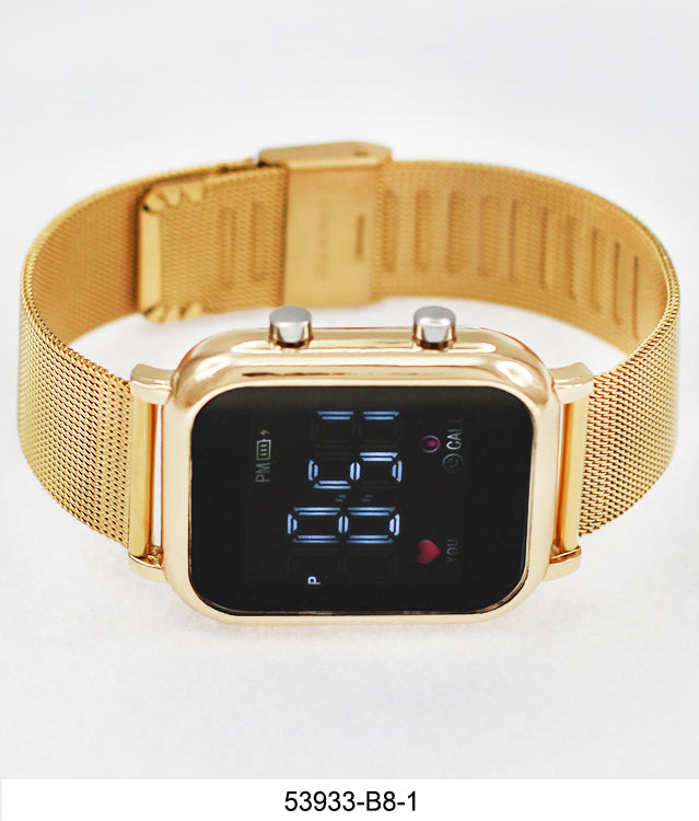 5391 - B8-Boxed Montres Carlo LED Mesh Band Watch