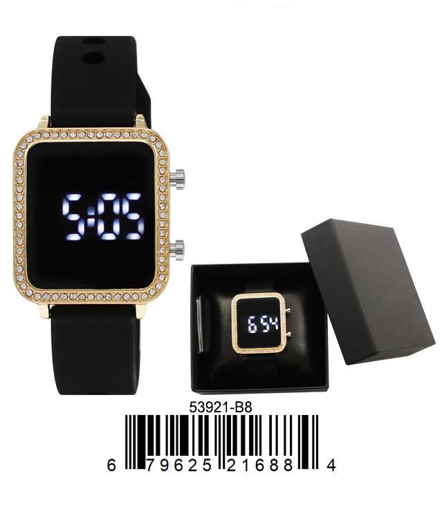 5392 - B8 - Boxed Montres Carlo LED Silicone Band Watch
