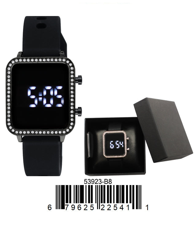 5392 - B8 - Boxed Montres Carlo LED Silicone Band Watch