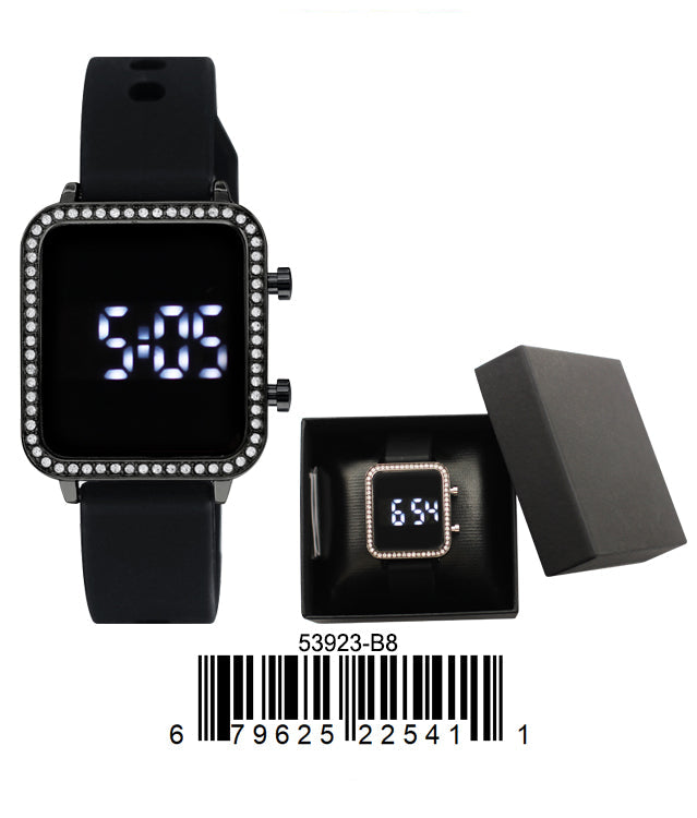 5392 - B8 - Boxed Montres Carlo LED Silicon Band Watch