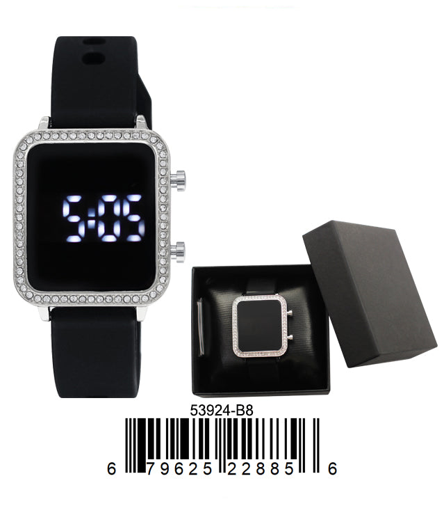5392 - B8 - Boxed Montres Carlo LED Silicone Band Watch