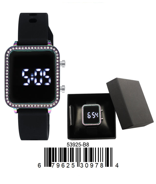 5392 - B8 - Boxed Montres Carlo LED Silicon Band Watch