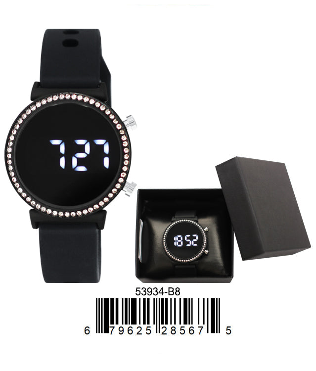 5393 - B8 - Boxed Montres Carlo LED Silicone Band Watch