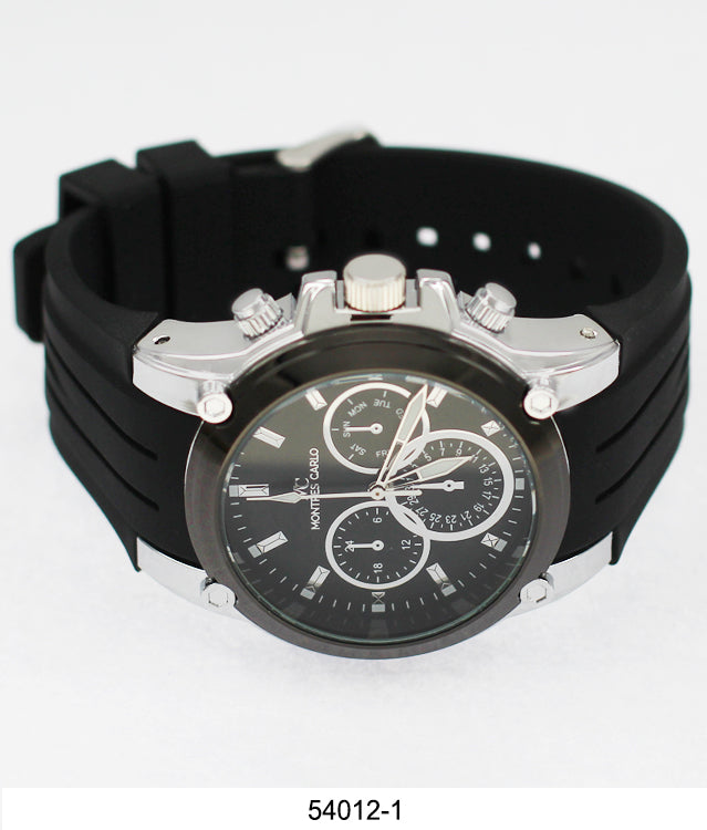 5401-Boxed Montres Carlo Silicone Band Watch With Dog Tag And Necklace