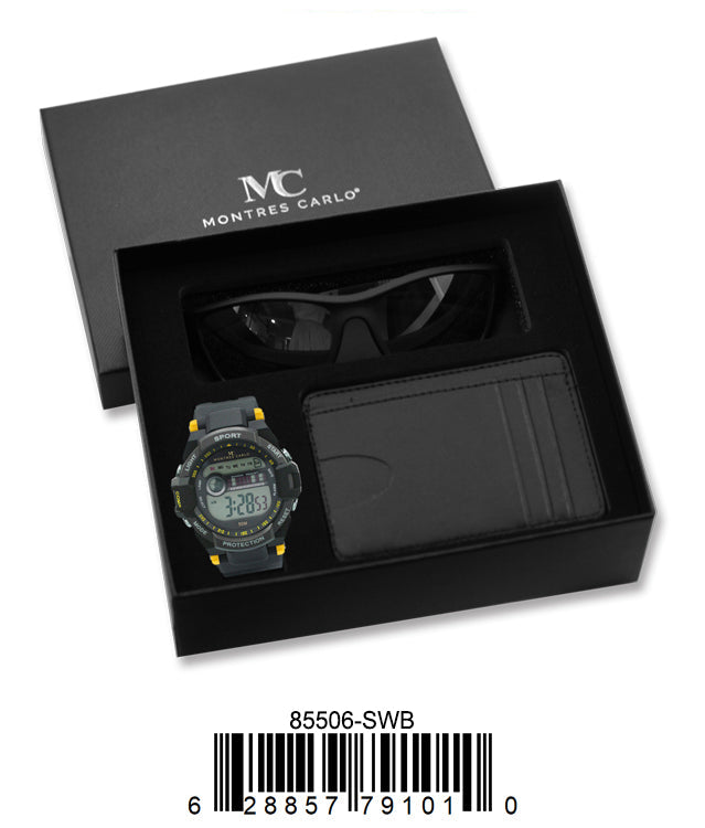 85506-Orange Digital Watch, Card Clip, Polarized Sunglass in G-2028 Gift Box