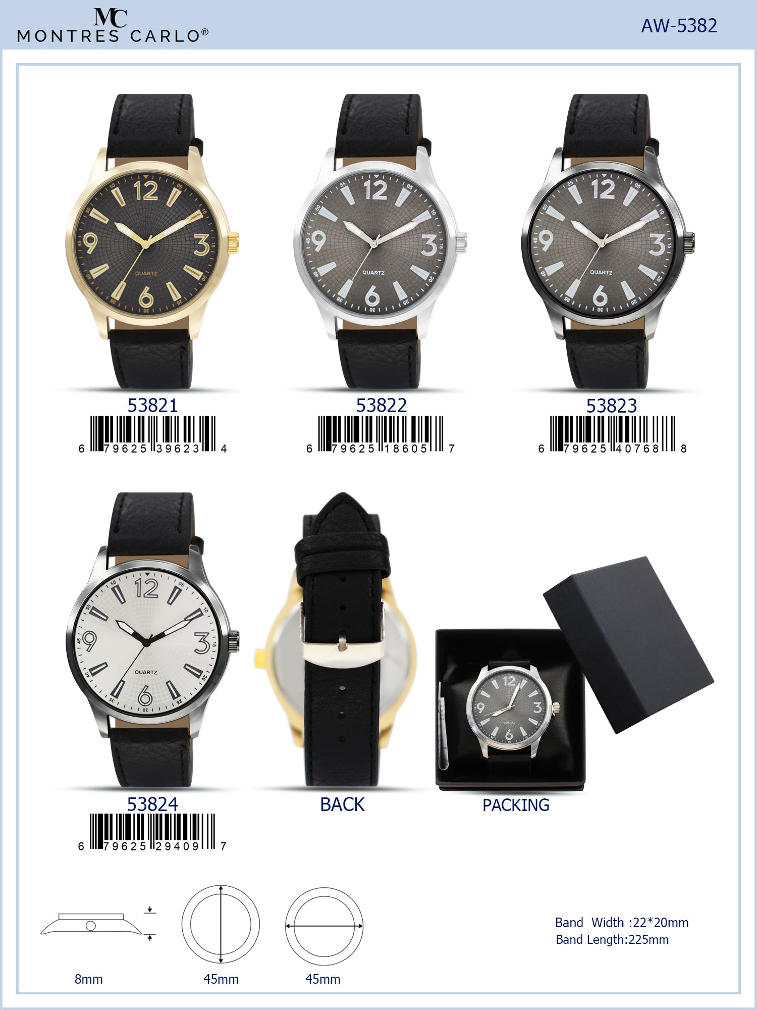 5382-B8-Gift Boxed Faux Leather Strap Watch